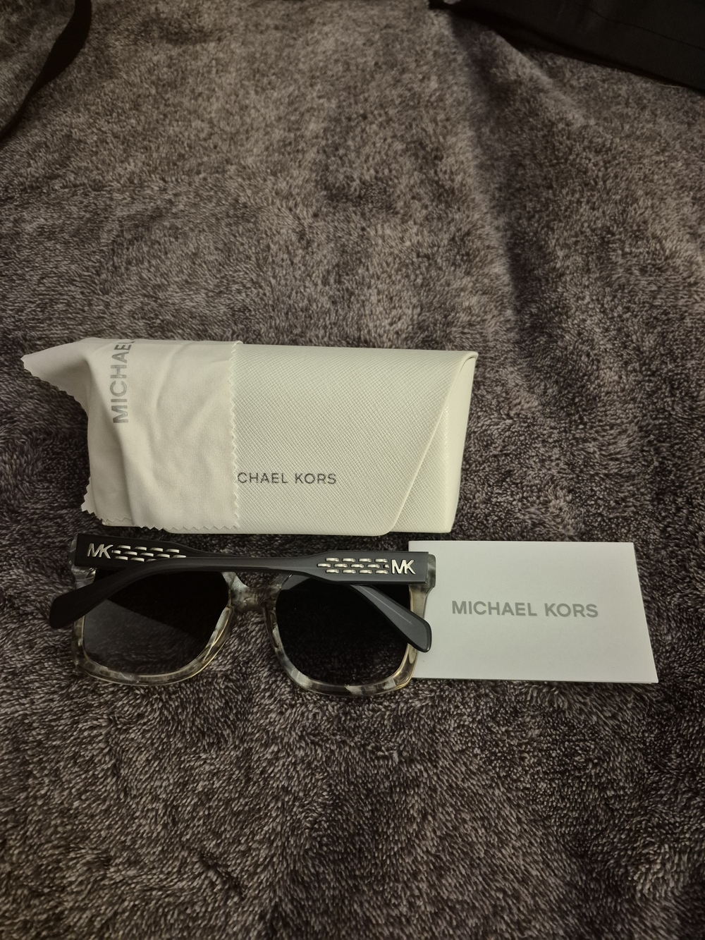 Michael Kors Marbled Square Sunglasses in Gray/Black - Picture 2 of 4